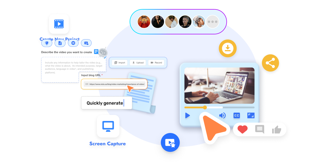 Visla birthday video creator used to create anniversary tributes, wedding proposals, and family highlight videos.